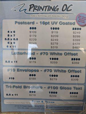 Price list