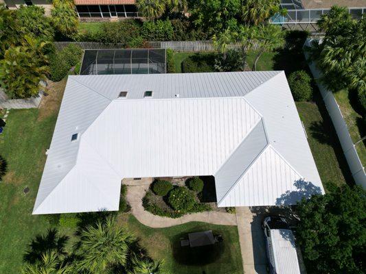 24 Gauge Standing Seam Metal Roof in the color Bone White