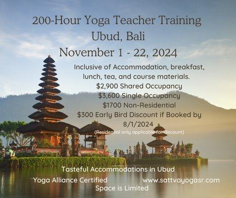 Teacher Training in Bali! November 1-22, 2024