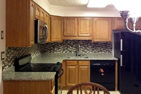 Golden Oak cabinet with Mojave Cream granite counter top in Germantown MD