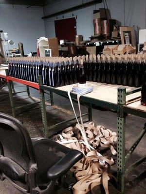 Labeling line at Maine Mead Works.