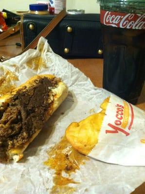 Mushroom cheesesteak perogies and a coke, yummm