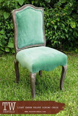 LIGHT GREEN VELVET DINING CHAIR