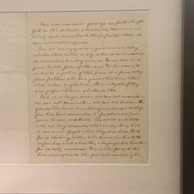 Page one of the Gettysburg Address penned by Abraham Lincoln. Cornell's is called the Bancroft copy.