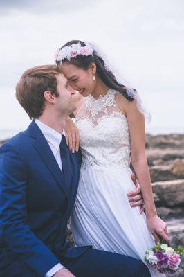 Bride and groom on their wedding day