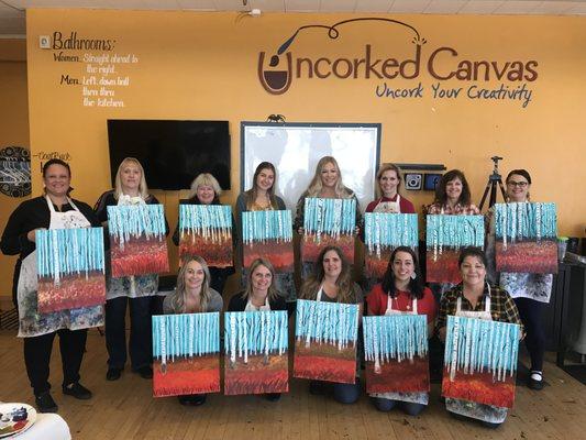 Personal Lines Team Retreat day at Uncorked Canvas