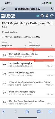 I felt it! Only 2.5M but too close to LAH! 4:20 AM Xmas Eve! @Town of Los Altos Hills CA Sun 12/24//23