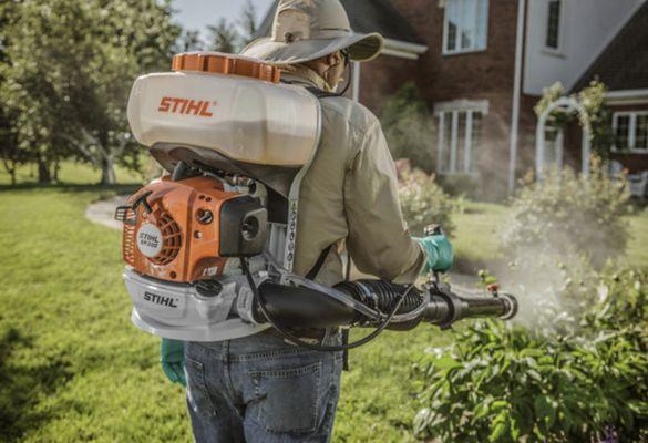 Bugs & Blades Spraying Service eliminating ticks and other harmful bugs using our Stihl backpack misters.