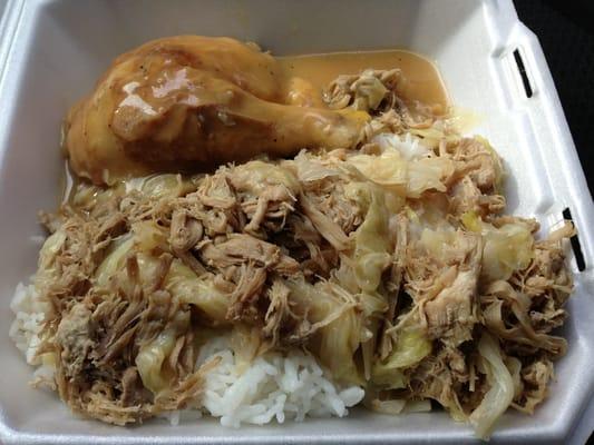 Kalua Pig and Cabbage and Roast Chicken Mix Plate