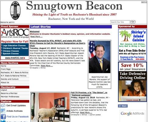 Screen shot from the SmugtownBeacon.com