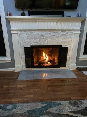 Fireplace tile installation