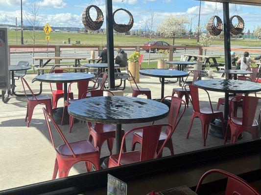 Outdoor patio...perfect for a summer road trip stop. Located right off of exit 231 in Burlington.