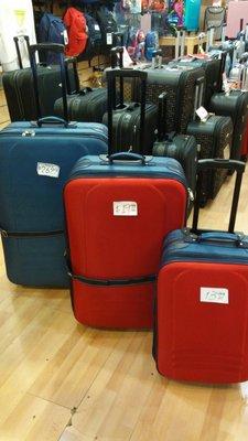 26 inches Luggage for $ 19.99, available in Black, Red, Blue and more. 29 inches for $ 26.99 on Super Clearance. Call 786-443-9064