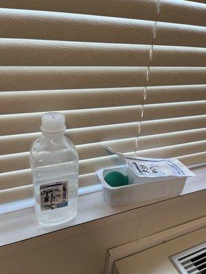 Feeding tube supplies on the windowsill