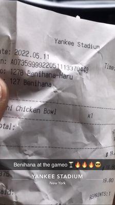 Benihana receipt