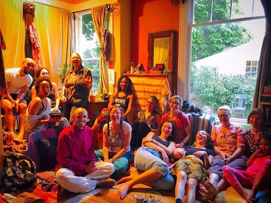 Gathering for an evening of meditation, food, and friends at The Living Mantra