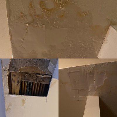 There was a water pipe that was leaking. The wall was open for 2 weeks and the 3 picture Was the worst Repair