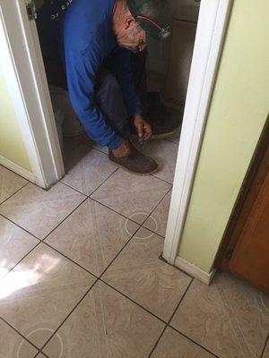 Dad this morning getting ready for work. He loved his boots.