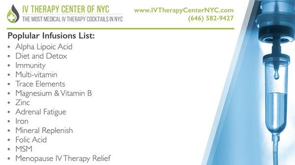 Popular IV Therapy Infusions List - IV Therapy Center of NYC