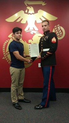 Poolee Pelaez, enlisted in the Marines in Aug 16'and will be leaving to Recruit training in Jul 17', following his graduation from NFA