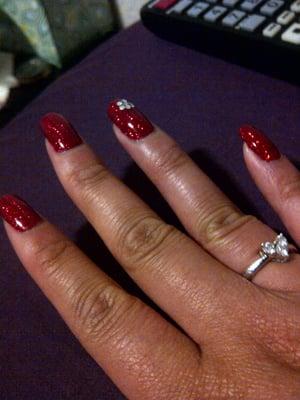 Red shellac with red glitter