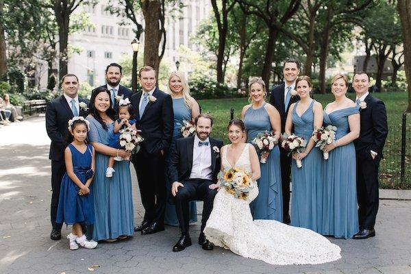 We created custom neck and bow ties for this Manhattan wedding.