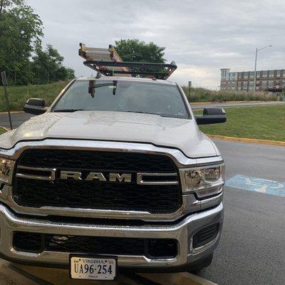 ICS boy parked on the sidewalk and a handicapped spot, illegally blocking customers!