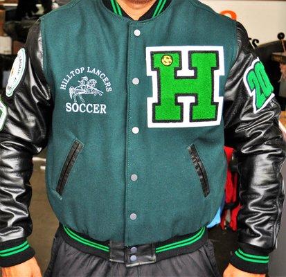 Custom Varsity Jacket done by Kid's Talk Embroidery