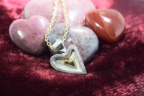 Sterling Silver and 18 K Yellow Gold Heart Pendant