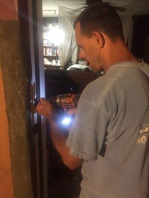 Reinforcing an exterior door jam as security