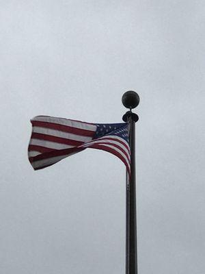 Old Glory flies above valet hut