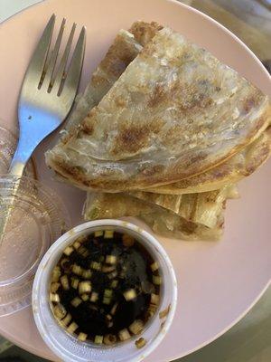 Scallion Pancakes with dipping sauce! Deliciousssss