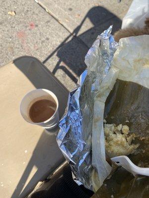 Last bite of pork tamales (so good forgot to take the photo!) and champurrado