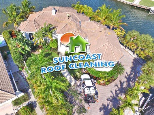 Professional roof cleaning services in Sarasota County by Suncoast Roof Cleaning.