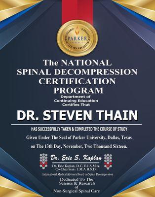 National Certification in Non-Surgical Spinal Decompression