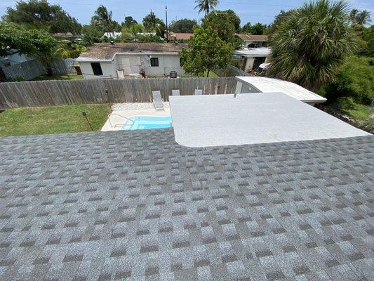 Shingle and flat roof