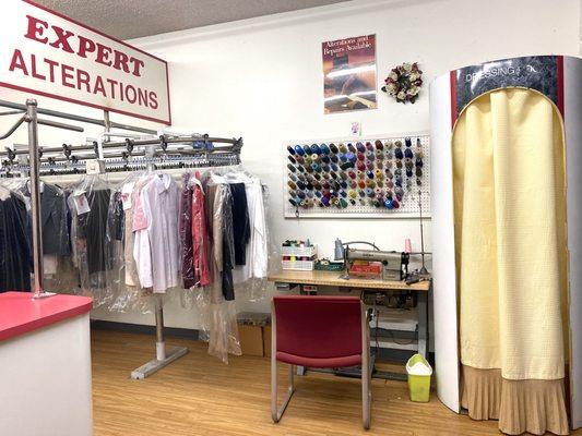 A changing room is available for us to make accurate measurements on alterations!