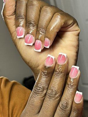 Pink and white French tip