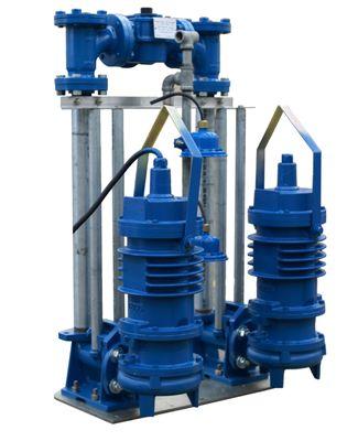 Submersible pump system with slide rail removal system