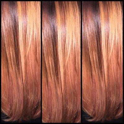 Rose Gold on Honey Blonde Colormelt.  Rose Gold is always in style