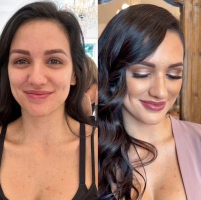 One of my beautiful bridesmaids that wanted a soft dusty rose eye, and  a neutral mauve lip