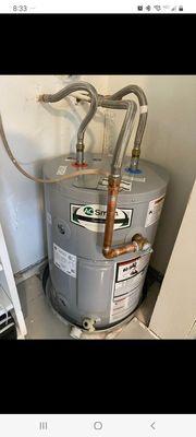 Improperly Intalled Water Heater, with multiple violations.