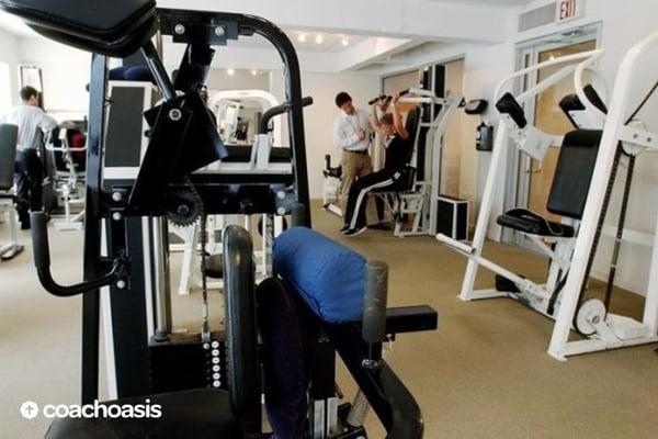 Gym equipment - Nautilus and MEDx strength training machines, specially calibrated to work with natural body movements.