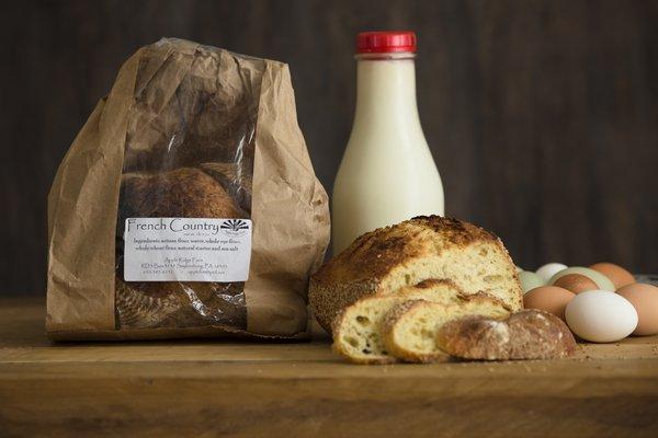 Fresh Apple Ridge bread, Natural By Nature Milk in glass bottles!