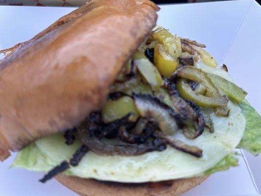 They were out of Impossible Burgers so the owner created a REAL sautéed veggie burger that was delicious.