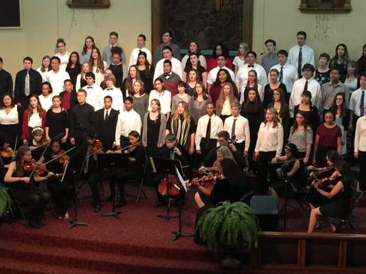 Solano Junior Strings, accompanies Buckingham Charter High School Chorus in a recent concert -- a wonderful blend of voice and strings.