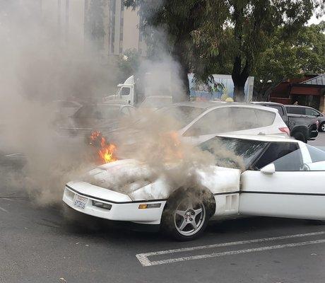 Car fire caused from work done by the San Diego Auto Clinic !