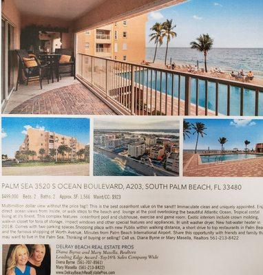 New Listing - Direct Oceanfront Condo South Palm Beach. $499,000.