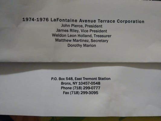 1974-1976 LaFontaine Avenue Terrace Corp.