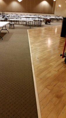 Laid new reducer/transition strip on a ballroom dance floor.